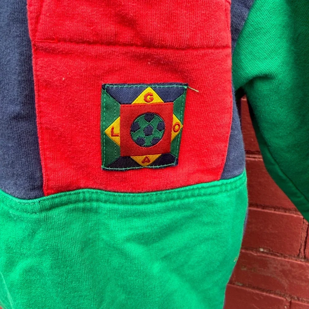 Vintage Gymboree 90s 1/4 Zip Pullover Soccer Patch Colorblock Rainbow Tags